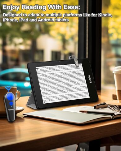 جهاز التحكم عن بعد RF لصفحة التحكم عن بعد متوافق مع أجهزة Kindle Paperwhite Kobo للقراءة الإلكترونية iPhone iPad iOS Android والأجهزة اللوحية قراءة الروايات والتقاط الصور وجهاز التحكم عن بعد، أسود + أزرق in Kuwait