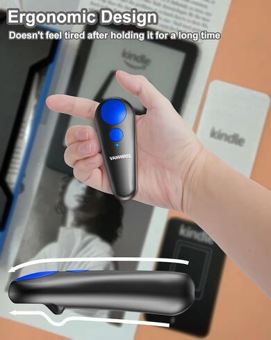 جهاز التحكم عن بعد RF لصفحة التحكم عن بعد متوافق مع أجهزة Kindle Paperwhite Kobo للقراءة الإلكترونية iPhone iPad iOS Android والأجهزة اللوحية قراءة الروايات والتقاط الصور وجهاز التحكم عن بعد، أسود + أزرق in Kuwait