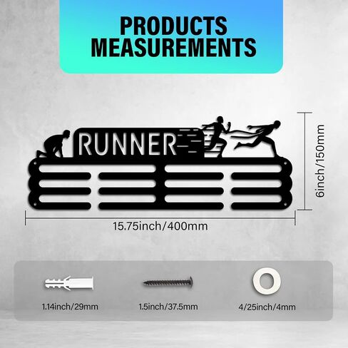 PH PandaHall Medal Display Hanger Holder Cross Country Medal Holder 15.7" Awards Ribbon Hanger Medal Display Wall Rack Sports Medal Hanger Display for Sports Running Cross Country Awards Cheer in Saudi Arabia