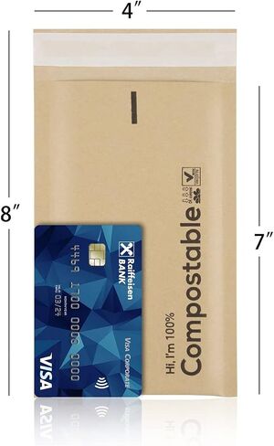 4x8 100% فقاعات بريدية قابلة للتحلل بيولوجيًا، 25 قطعة كرافت براون #000 تغليف مبطن قابل للتحلل، مغلفات ملفوفة، أكياس صديقة للبيئة ذاتية الغلق in Kuwait