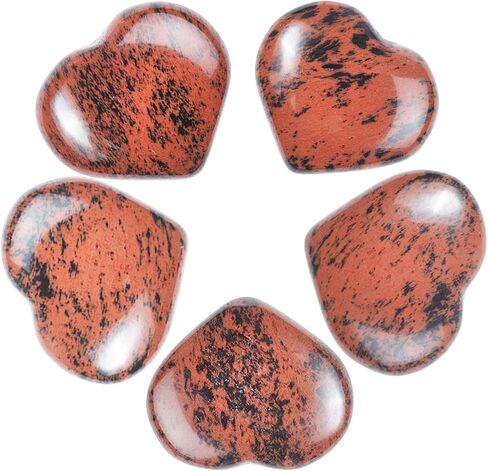 Crocon 5 Pcs Golden Pyrite Gemstone Heart Shape Hand Carved Puff Stones Set Pocket Crystal Healing Tumble Collection Palm Worry Stone Good Luck Gift Craft Home Decor Size: 20-25 mm in Kuwait
