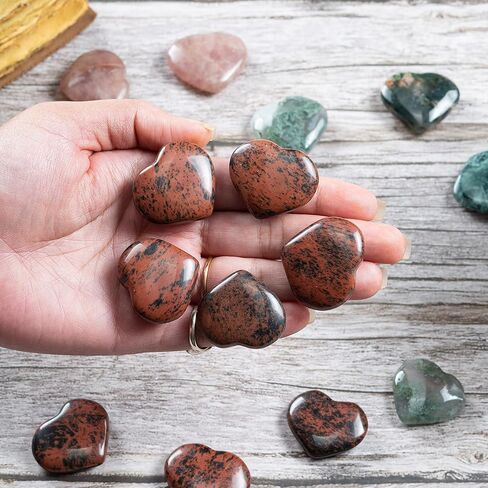 Crocon 5 Pcs Golden Pyrite Gemstone Heart Shape Hand Carved Puff Stones Set Pocket Crystal Healing Tumble Collection Palm Worry Stone Good Luck Gift Craft Home Decor Size: 20-25 mm in Kuwait