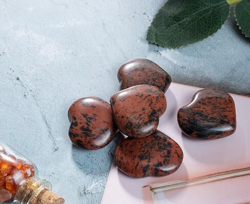 Crocon 5 Pcs Golden Pyrite Gemstone Heart Shape Hand Carved Puff Stones Set Pocket Crystal Healing Tumble Collection Palm Worry Stone Good Luck Gift Craft Home Decor Size: 20-25 mm in Kuwait