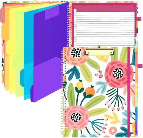 Plastic Clipboard Folio Folders with 2 Legal Pads for Letter Size,Hardcover Storage Clipboards,6 Extra Plastic Colour Dividers with 12 Pockets,for Office Nurses School in Saudi Arabia