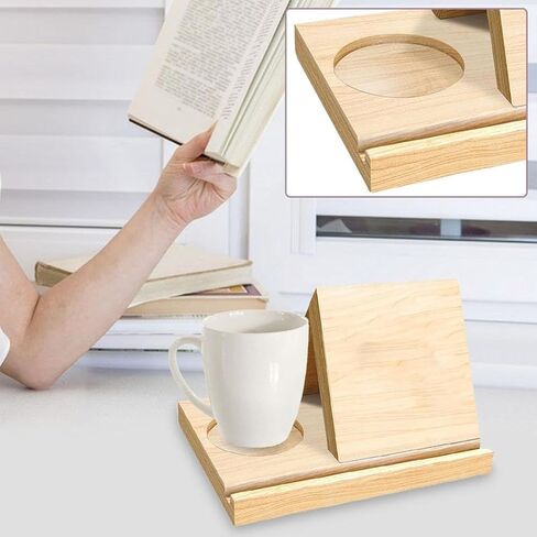 Personalized Wooden Triangle Book Stand - Wooden Reading Rest Book Stand, Wooden Triangle Book Holder with Drink Holder, Christmas Birthday Gift for Readers Teachers Writers Home Decor in Saudi Arabia
