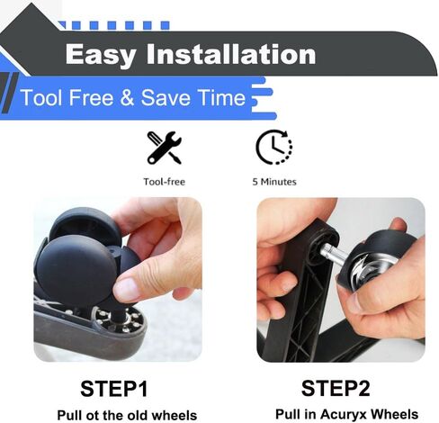 Office Chair Wheels Replacement Set of 5 Stem 11mm, Dual 2 Inch Rubber Chair Caster Wheels for All Hardwood & Carpet Floors Heavy Duty Rollerblade Chair Casters for Computer & Desk & Gaming Chairs in Saudi Arabia