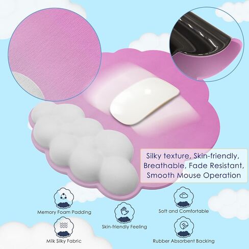 HOTTYAO Cloud Mouse Pad Wrist Support Keyboard Wrist Rest Set Ergonomic Wrist Support for Typing Pain Relief Portable for Computer Office Gaming (Dark Green-F) in Saudi Arabia