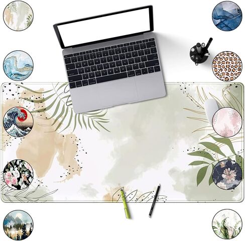 Green Desk Mat XL Cat Cute Plant Cool Desk Pad Keyboard Mat Kawaii Black Cat Flower Mouse Pad Green Desk Mat Desk Decor with Stitched Edges Non-Slip Large Computer Mat 31.5x15.7in in Kuwait
