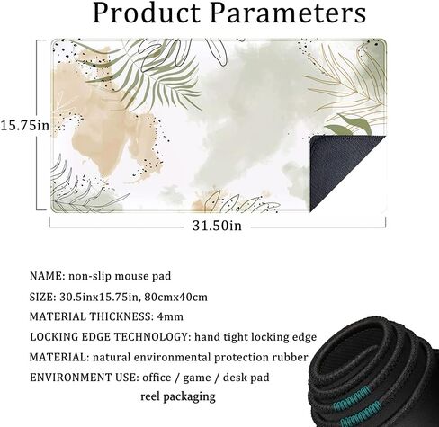 Green Desk Mat XL Cat Cute Plant Cool Desk Pad Keyboard Mat Kawaii Black Cat Flower Mouse Pad Green Desk Mat Desk Decor with Stitched Edges Non-Slip Large Computer Mat 31.5x15.7in in Kuwait