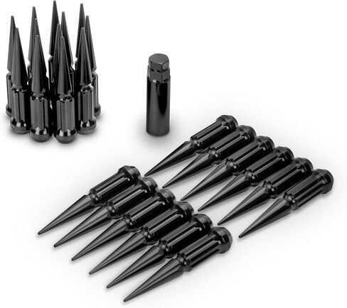KSP 14mm x 1.5 Large Spiked Lug Nuts, 32x Two-Piece Mega Pointy Spike Lug Nut for Silverado Sierra Ram 2500 3500 F250 F350, 5" Chrome Spline Bullet Nut for 8 Lug Off-Road Pickup&Truck with 1 Socket in Saudi Arabia