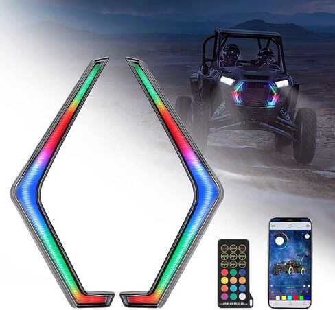 مصابيح إشارة الانعطاف من KEMIMOTO مع لون مطاردة، ضوء أمامي RGB IP67 LED متوافق مع 2019-2022 2023 Polaris RZR XP 1000 Turbo # 2884871 (قطعتان) in Kuwait