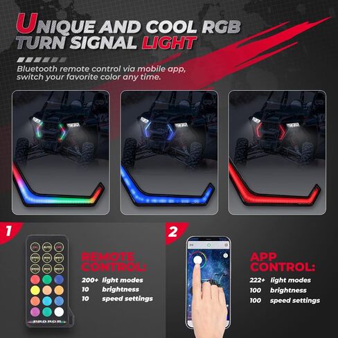 مصابيح إشارة الانعطاف من KEMIMOTO مع لون مطاردة، ضوء أمامي RGB IP67 LED متوافق مع 2019-2022 2023 Polaris RZR XP 1000 Turbo # 2884871 (قطعتان) in Kuwait