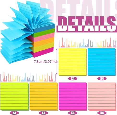 Gersoniel 24 Pack Pop Up Sticky Notes 3 x 3 Refills 1200 Sheets Colored Sticky Notes Self Adhesive Memo Pads for Home Office Supplies(Blue, Classic) in Saudi Arabia