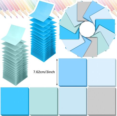 Gersoniel 24 Pack Pop Up Sticky Notes 3 x 3 Refills 1200 Sheets Colored Sticky Notes Self Adhesive Memo Pads for Home Office Supplies(Blue, Classic) in Saudi Arabia
