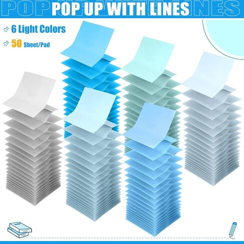 Gersoniel 24 Pack Pop Up Sticky Notes 3 x 3 Refills 1200 Sheets Colored Sticky Notes Self Adhesive Memo Pads for Home Office Supplies(Blue, Classic) in Saudi Arabia