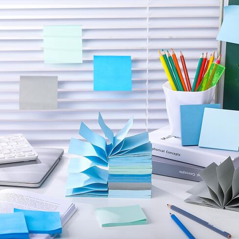 Gersoniel 24 Pack Pop Up Sticky Notes 3 x 3 Refills 1200 Sheets Colored Sticky Notes Self Adhesive Memo Pads for Home Office Supplies(Blue, Classic) in Saudi Arabia