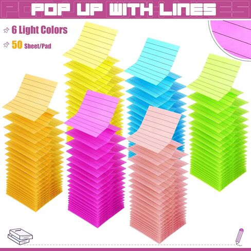 Gersoniel 24 Pack Pop Up Sticky Notes 3 x 3 Refills 1200 Sheets Colored Sticky Notes Self Adhesive Memo Pads for Home Office Supplies(Blue, Classic) in Saudi Arabia