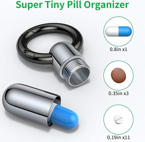 Keychain Pill Holder.Titanium Pill Case Waterproof Pill Fob for Travel Purse Pocket,Mini Pill Organizer in Kuwait
