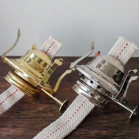 موقد مصباح الزيت رقم 2 للمصابيح العتيقة، أجزاء مصابيح الكيروسين البديلة لمصباح الزيت مع طوق تخفيض وفتيل مصباح القطن يناسب مدخنة قاعدة 3 بوصة - ذهبي in Kuwait