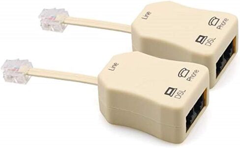 URBEST In-line DSL Splitter Adapter with Noise Filter for Telephone Phone Fax Accessory (2, Beige) in Kuwait