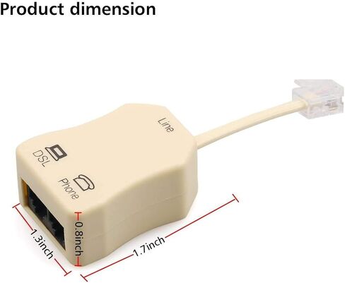 URBEST In-line DSL Splitter Adapter with Noise Filter for Telephone Phone Fax Accessory (2, Beige) in Kuwait