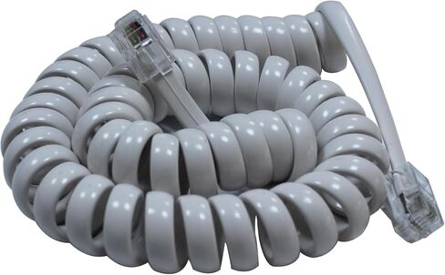 هاتف ملفوف 𝐇𝐚𝐧𝐝𝐬𝐞𝐭 𝐂𝐨𝐫𝐝 سلك أبيض مجعد للهواتف الأرضية، كابل خط أرضي متوافق عالميًا in Kuwait