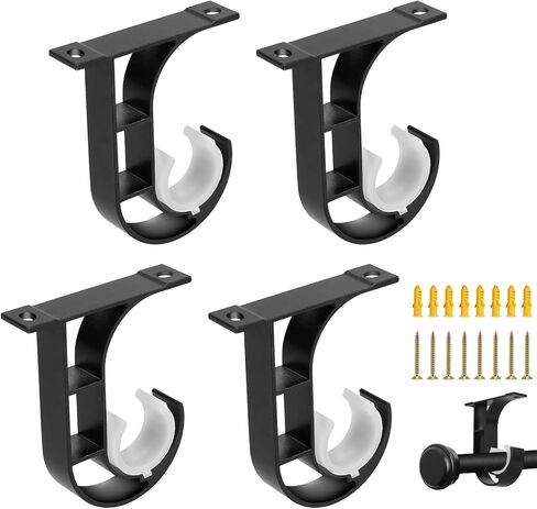 4 Pack Heavy Duty Ceiling Rod Holders Ceiling Mount Curtain Rod Bracket, Curtain Hooks Rod for Ceiling Mount Curtain Brackets for Ceilings, for 1 to 1.2 Inch Drapery Rods in Saudi Arabia