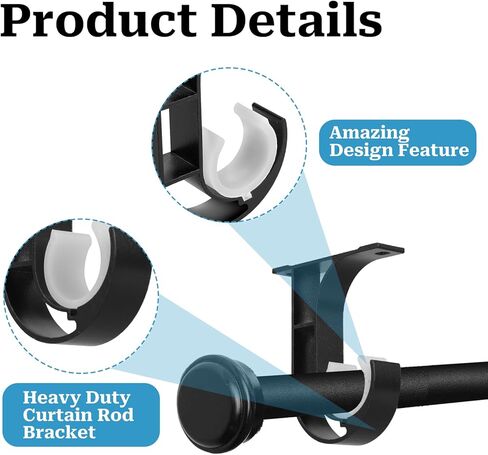 4 Pack Heavy Duty Ceiling Rod Holders Ceiling Mount Curtain Rod Bracket, Curtain Hooks Rod for Ceiling Mount Curtain Brackets for Ceilings, for 1 to 1.2 Inch Drapery Rods in Saudi Arabia