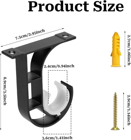 4 Pack Heavy Duty Ceiling Rod Holders Ceiling Mount Curtain Rod Bracket, Curtain Hooks Rod for Ceiling Mount Curtain Brackets for Ceilings, for 1 to 1.2 Inch Drapery Rods in Saudi Arabia