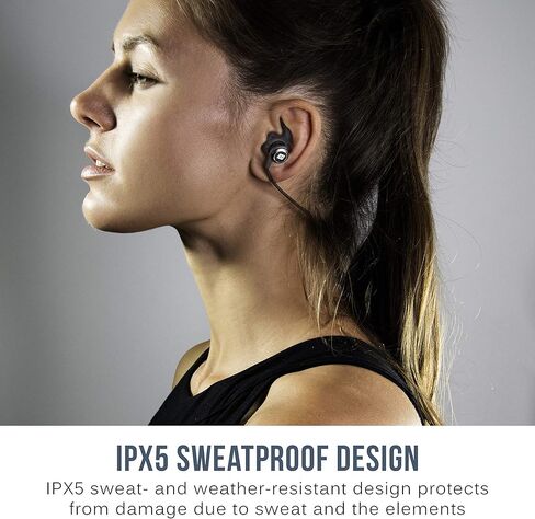 سماعات أذن MEE audio M9B Bluetooth 5.0 لاسلكية داخل الأذن مع ميكروفون مدمج - عمر بطارية طويل 9 ساعات، سماعات أذن مقاومة للماء IPX5 - للتمرين في صالة الألعاب الرياضية باللون الأسود in Kuwait