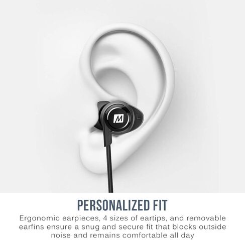 سماعات أذن MEE audio M9B Bluetooth 5.0 لاسلكية داخل الأذن مع ميكروفون مدمج - عمر بطارية طويل 9 ساعات، سماعات أذن مقاومة للماء IPX5 - للتمرين في صالة الألعاب الرياضية باللون الأسود in Kuwait