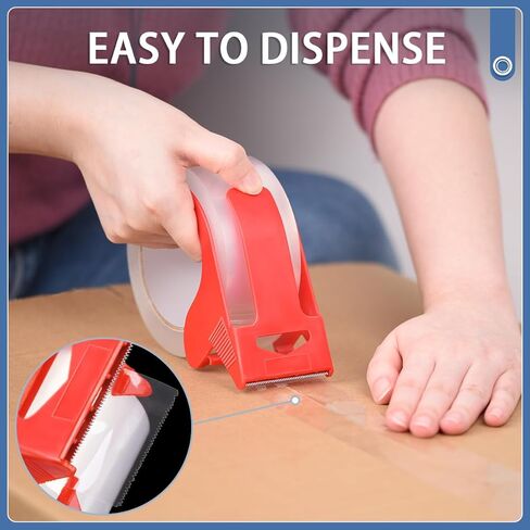 شريط شحن، شريط تعبئة للاستخدام العائلي بدون ضوضاء مع موزع 1.88 بوصة × 2362 بوصة (65.6 ياردة) عبوات شريط شفاف شديدة التحمل، 6 بكرات in Kuwait