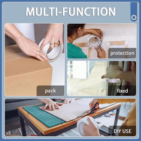 شريط شحن، شريط تعبئة للاستخدام العائلي بدون ضوضاء مع موزع 1.88 بوصة × 2362 بوصة (65.6 ياردة) عبوات شريط شفاف شديدة التحمل، 6 بكرات in Kuwait