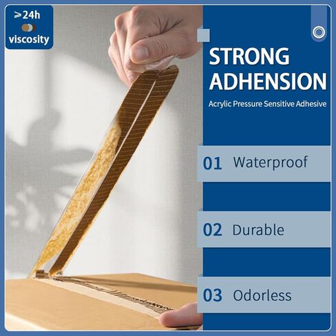 شريط شحن، شريط تعبئة للاستخدام العائلي بدون ضوضاء مع موزع 1.88 بوصة × 2362 بوصة (65.6 ياردة) عبوات شريط شفاف شديدة التحمل، 6 بكرات in Kuwait