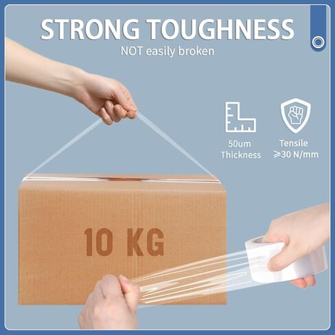 شريط شحن، شريط تعبئة للاستخدام العائلي بدون ضوضاء مع موزع 1.88 بوصة × 2362 بوصة (65.6 ياردة) عبوات شريط شفاف شديدة التحمل، 6 بكرات in Kuwait