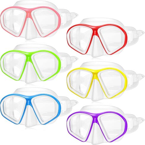 6 Pcs Kids Swim Goggles with Nose Cover Anti Fog Kids Snorkel Swimming Goggles No Leaking 180 Wide Clear View Tempered Glass Scuba Diving Mask for Girls Boys Youth Age 6-14 in Saudi Arabia