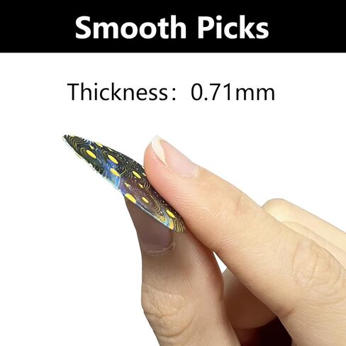 اعواد جيتار سيليلويد متوسطة الحجم من فوكساني، مجموعة 15 قطعة من جيتار الريشة الصوتية المتنوعة، حامل اعواد جيتار كهربائي مضحك هدية ملحقات القيثارة مع صندوق تخزين in Kuwait