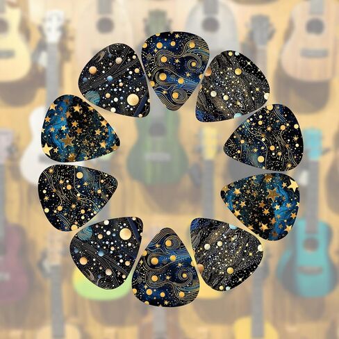 اعواد جيتار سيليلويد متوسطة الحجم من فوكساني، مجموعة 15 قطعة من جيتار الريشة الصوتية المتنوعة، حامل اعواد جيتار كهربائي مضحك هدية ملحقات القيثارة مع صندوق تخزين in Kuwait