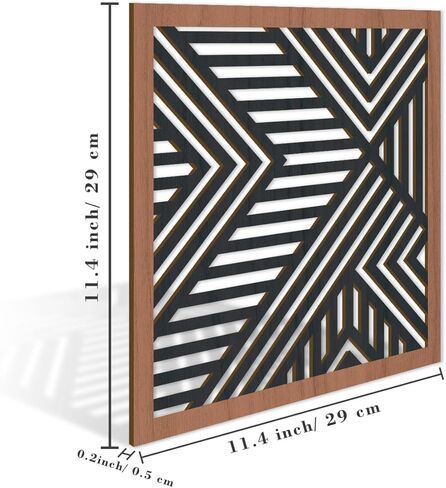 IARTTOP 3 قطع هندسية جدار الفن طبيعة الخشب الفني الحديث جدار ديكور بوهو الخط الغربي ديكور المنزل جدار ديكور لغرفة النوم، غرفة المعيشة، حجم المكتب-11.4 "× 11.4" in Kuwait