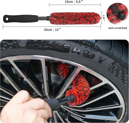 Wheel Brush Kit for Cleaning Wheels and Tires(4 Pack), 2X Soft Wheel Cleaning Brushes, Detailing Brush and Stiff Tire Brush, Durable Car Wheel Rim Brush Kit for Car Rim and Tire Detailing in Saudi Arabia