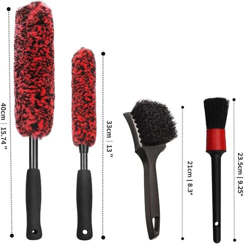 Wheel Brush Kit for Cleaning Wheels and Tires(4 Pack), 2X Soft Wheel Cleaning Brushes, Detailing Brush and Stiff Tire Brush, Durable Car Wheel Rim Brush Kit for Car Rim and Tire Detailing in Saudi Arabia