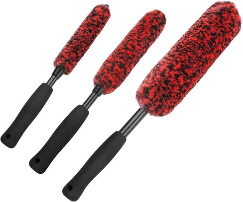 Wheel Brush Kit for Cleaning Wheels and Tires(4 Pack), 2X Soft Wheel Cleaning Brushes, Detailing Brush and Stiff Tire Brush, Durable Car Wheel Rim Brush Kit for Car Rim and Tire Detailing in Saudi Arabia