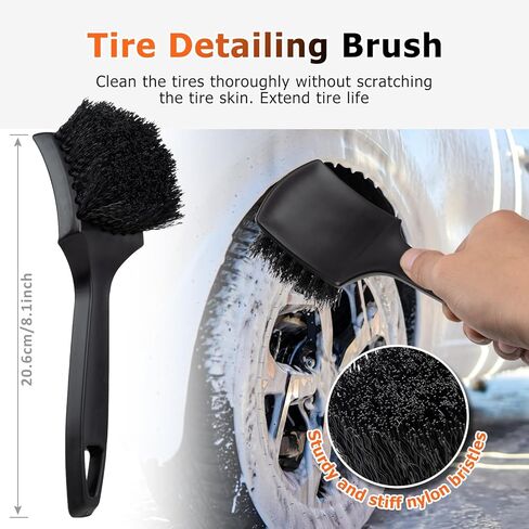 Preciva 5 Pack Wheel Brush Kit for Cleaning Wheel and Tire - Rim Brushes, Detailing Brush, Tire Brush - Bendable& Durable Wheel Rim Cleaner Brush Kit for Car Rim and Tire Detailing in Kuwait
