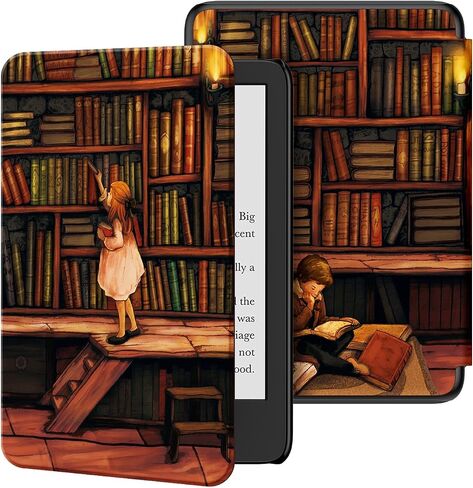 حافظة Ayotu رفيعة لجهاز Kindle الجديد مقاس 6 بوصات (إصدار الجيل الحادي عشر 2022)، غطاء ذكي من جلد البولي يوريثان الملون مع خاصية التنبيه/السكون التلقائي، يناسب فقط إصدار Kindle الأساسي مقاس 6 بوصات 2022، المكتبة in Kuwait