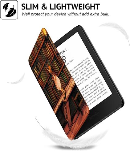 حافظة Ayotu رفيعة لجهاز Kindle الجديد مقاس 6 بوصات (إصدار الجيل الحادي عشر 2022)، غطاء ذكي من جلد البولي يوريثان الملون مع خاصية التنبيه/السكون التلقائي، يناسب فقط إصدار Kindle الأساسي مقاس 6 بوصات 2022، المكتبة in Kuwait