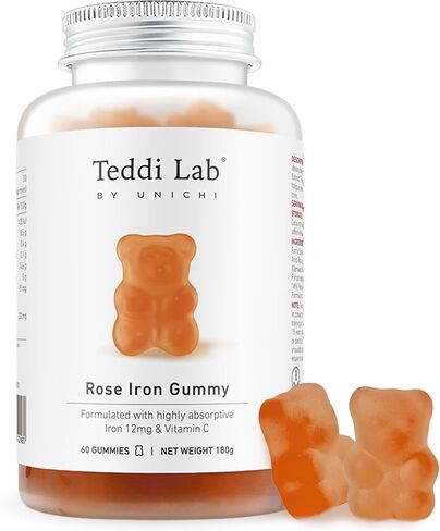 Unichi Rose Iron Gummy, Formulated with Highly Absorptive Iron 12mg & Vitamin C to Maintain Healthy Blood and Prevent Dietary Iron Deficiency, Rose & Date Flavour, 60 Count in Saudi Arabia