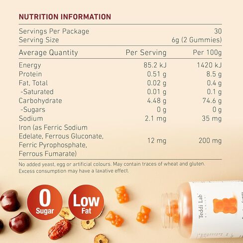 Unichi Rose Iron Gummy, Formulated with Highly Absorptive Iron 12mg & Vitamin C to Maintain Healthy Blood and Prevent Dietary Iron Deficiency, Rose & Date Flavour, 60 Count in Saudi Arabia