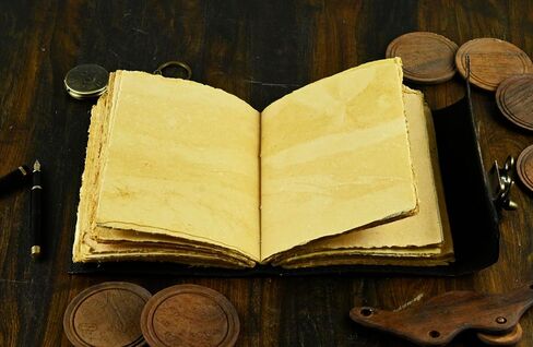 Vintage Leather Journal with Semi Precious Stone Black Triple Moon Design 200 pages Antique Deckle Edge Paper - Book of Shadows, Grimoire Journal, for Men and Women -(7x5) inches in Saudi Arabia