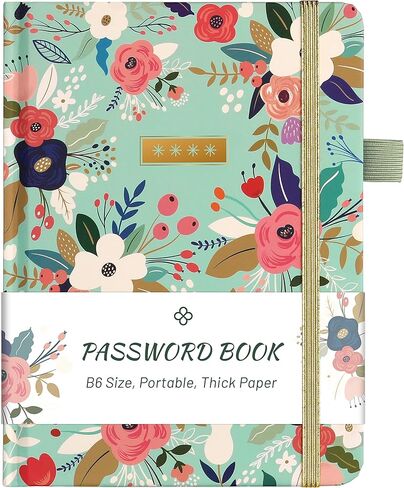 كتاب كلمة المرور - كتاب كلمة المرور بغلاف مقوى مع علامات تبويب أبجدية لتسجيل الدخول إلى عنوان موقع الإنترنت، 5.0 بوصة × 6.8 بوصة، حافظة كلمات مرور بحجم الجيب، منظم كلمات المرور لاستخدام مكتب المكتب المنزلي - زهور in Kuwait