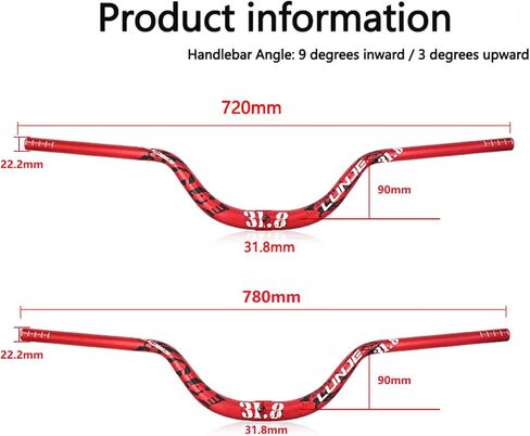 ROADNADO MTB Riser Handlebar 31.8mm Aluminum Alloy Bicycle Handlebar Riser 90mm Extra Long Mountain Bike Bike Handlebar 720mm 780mm Riser Bars for Mountainbike, Road bike - 720mm Blue in Saudi Arabia